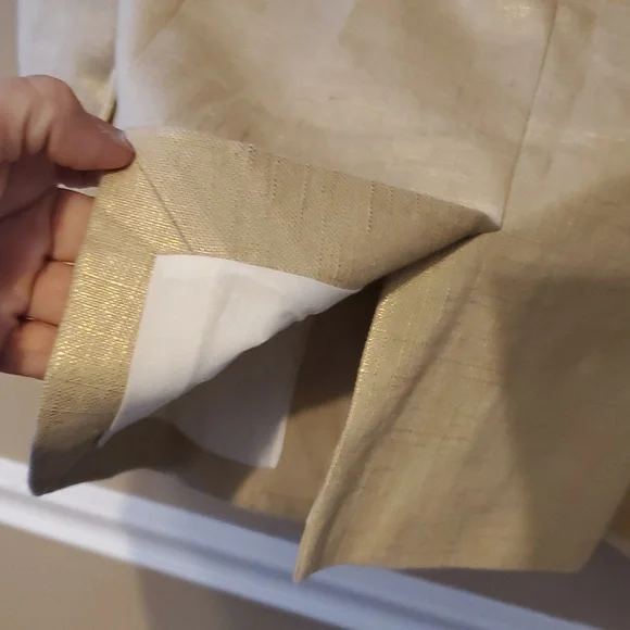 J.Crew Regent Metallic Gold Linen Blend Blazer Sport Coat Size 6 - Picture 11 of 11